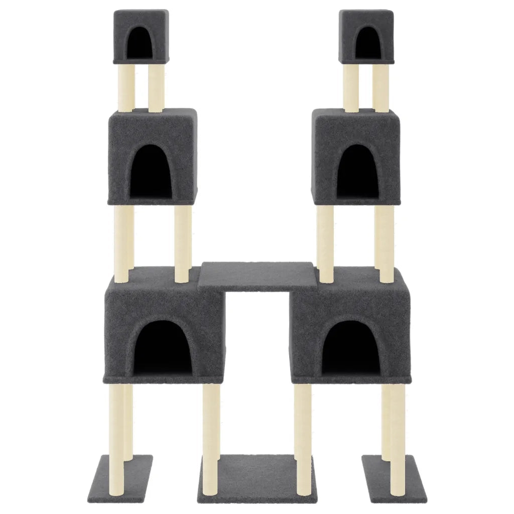 Albero per Gatti con Tiragraffi in Sisal Grigio Scuro 199 cm CFW6320211