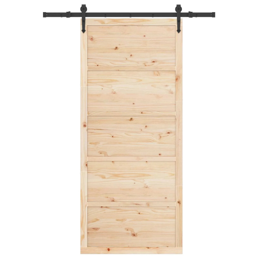 Porta scorrevole Naturale 80 x 208 cm Legno Massello di Pino 3445614