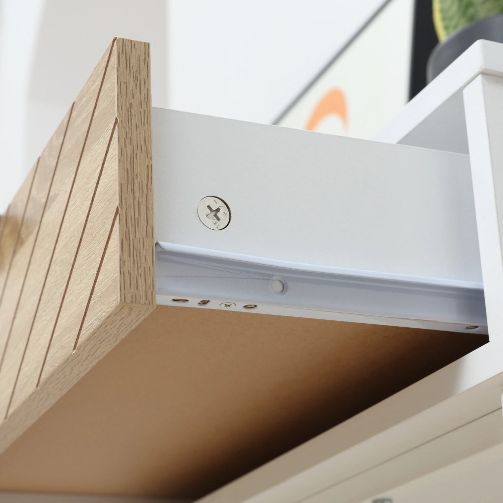 Tavolino da caff¨¨ con 2 cassetti ¨C zephmum ¨C bianco e rovere