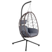 Poltrona Sospesa Da Giardino Con Struttura In Acciaio E Cuscini Dondolo Moderno Per Terrazzo Balcone 196 x 93 x 109 Cm Marrone