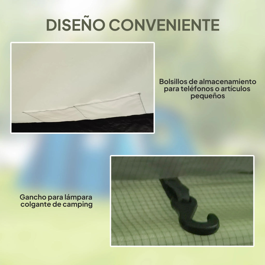 Tenda da Campeggio Tunnel Gonfiabile 3-6 Persone ¨C Xylo ¨C Con Veranda Finestre a Rete Verde Oliva