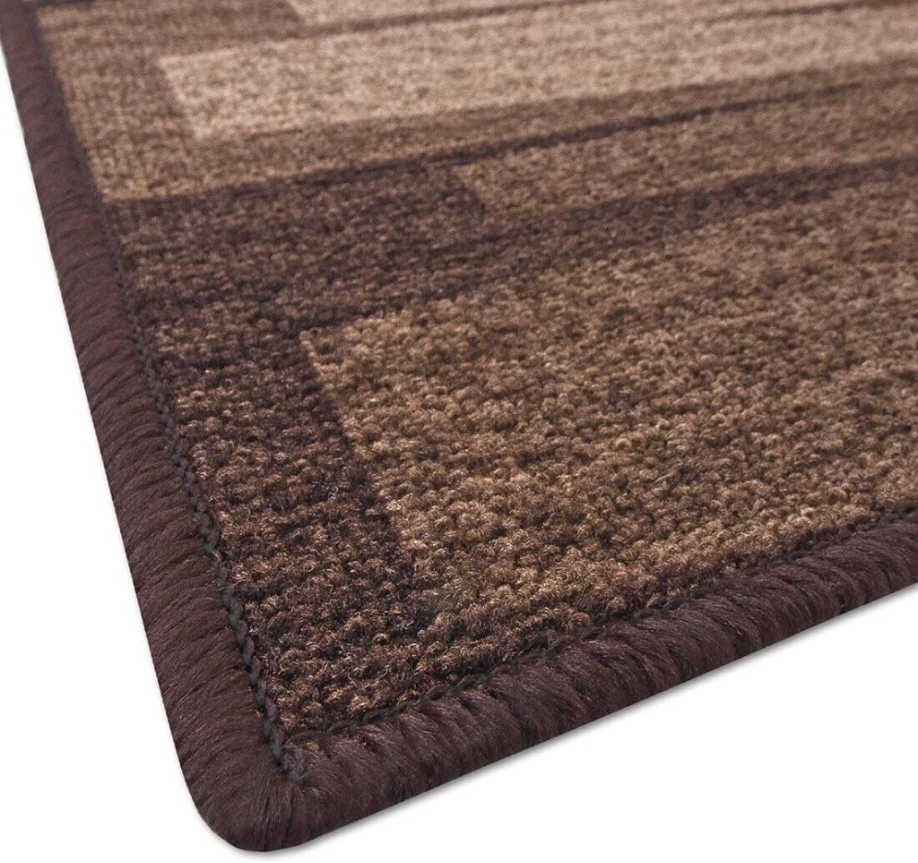 Passatoia Scala Bordata 67x1000 cm Ingresso Corridoio Tappeto Cucina Gradini Zig Zag Marrone