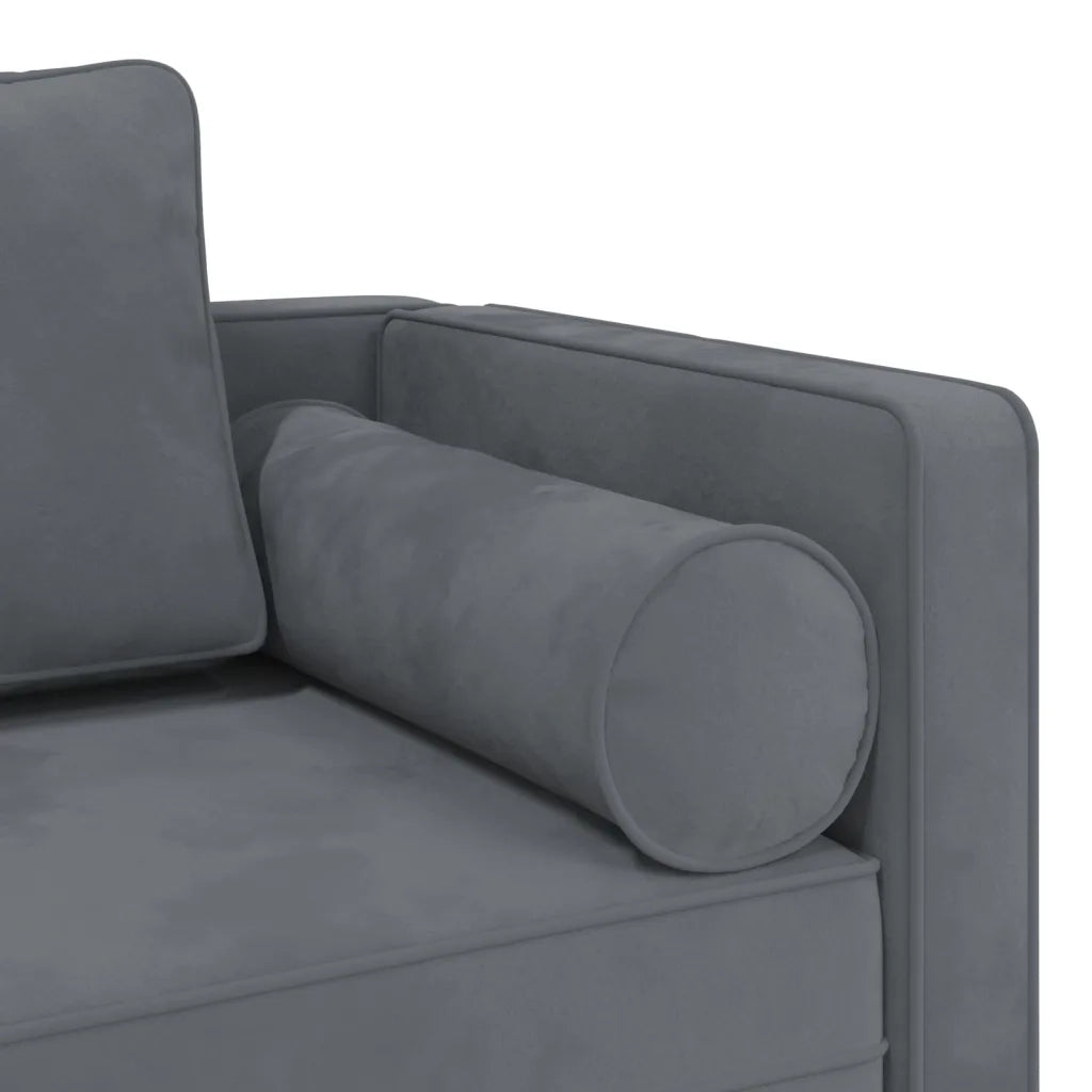 Chaise Longue con Cuscini Grigio Scuro in Velluto CFW1778845