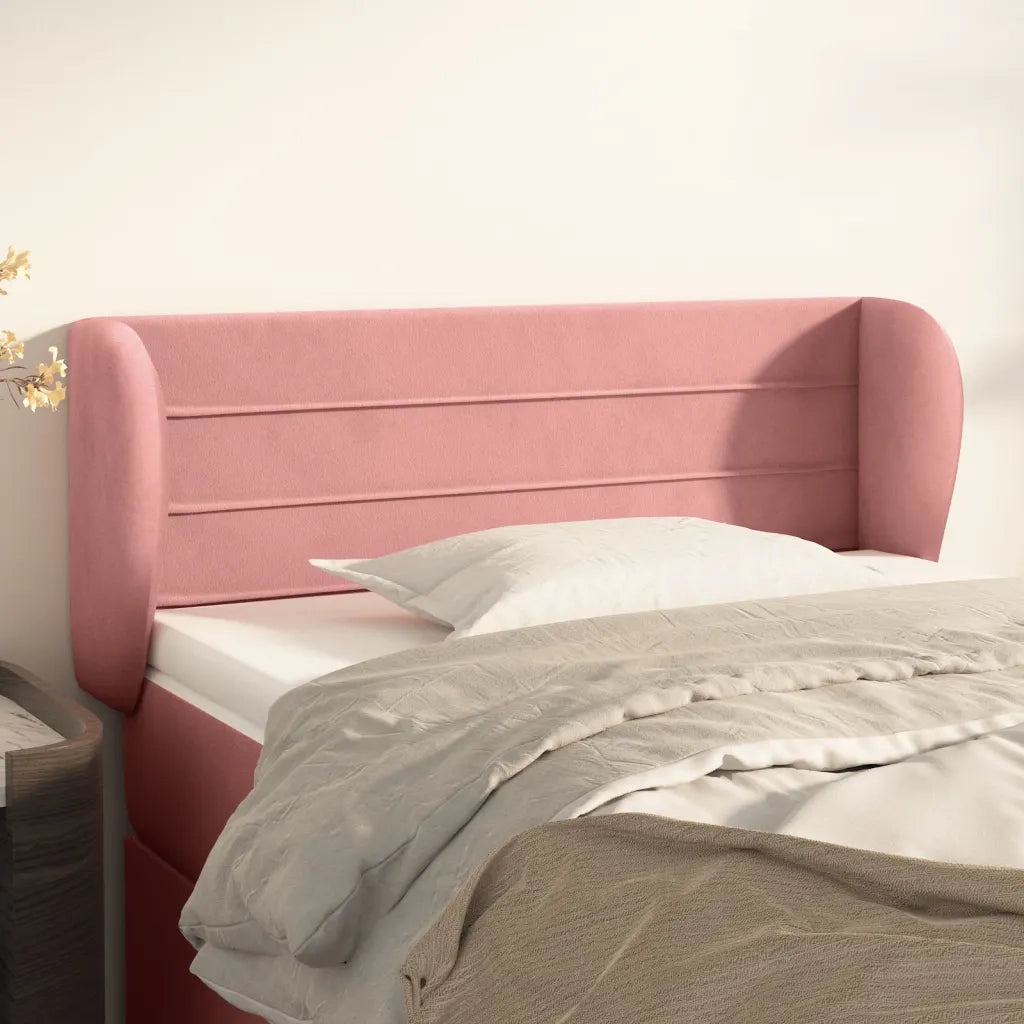 Testiera | Testata ad Orecchio Rosa 103x23x78/88 cm in Velluto