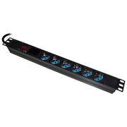 Link LK10059 Multipresa Rack 19'' 6 Prese Schuko Universali 16A 3500W Display Carico 1U colore Nero