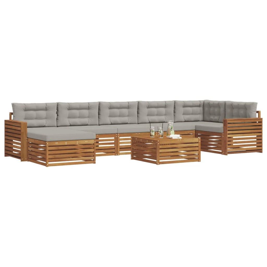 Set di divani da esterno 8 pcs Grigio Naturale e Chiaro 3373866