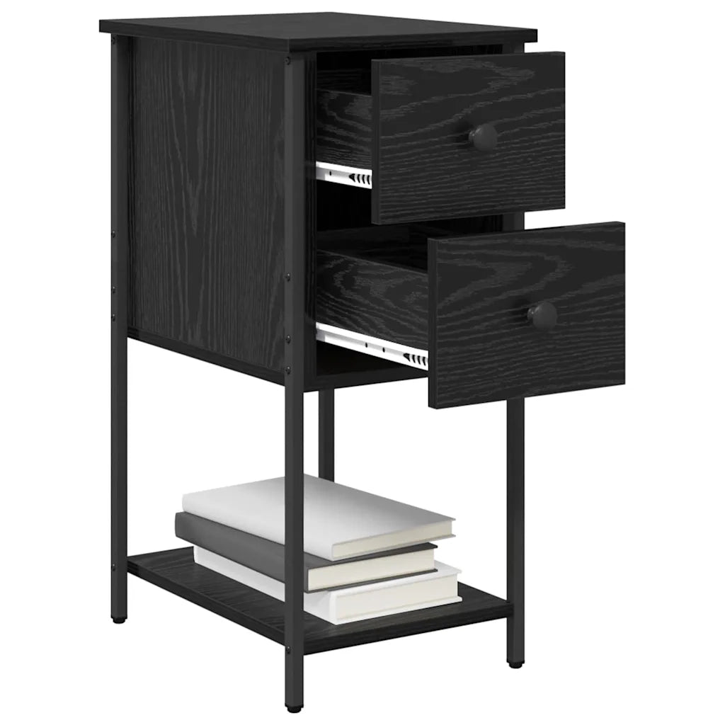 Armadio da Notte con cassetto 2 pcs Rovere nero 32 x 42 x 70 cm 871290