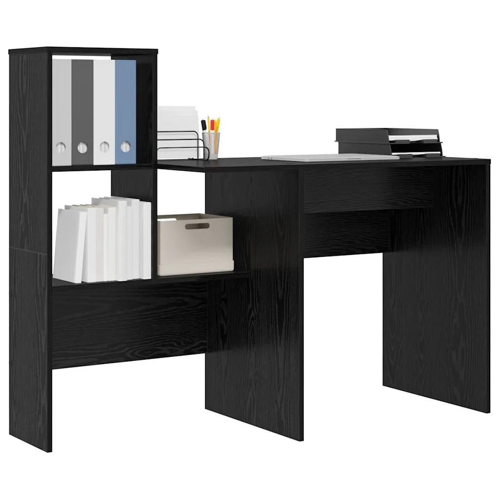 Scrivania | Tavolo da Ufficio Rovere Nero 131,5 x 50 x 106,5 cm Legno multistrato