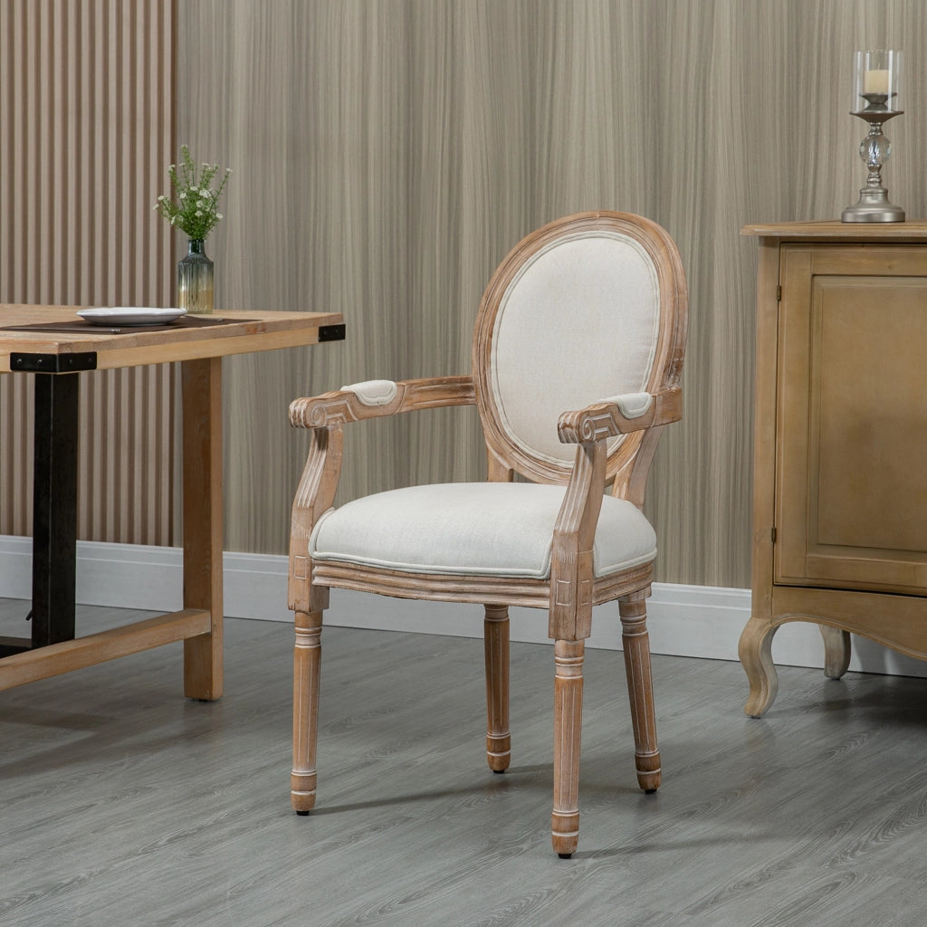 Sedia da Salotto Imbottita con Rivestimento in Tessuto ¨C Minimal ¨C 56x56x96cm, Bianco Crema