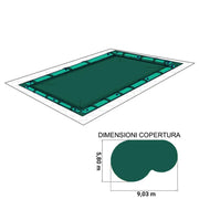 Copertura Invernale per piscina Polartex CLASSIC 400 PVC con aggancio Salamotti - Forma Libera 9,03 x 5,80 m - Usata