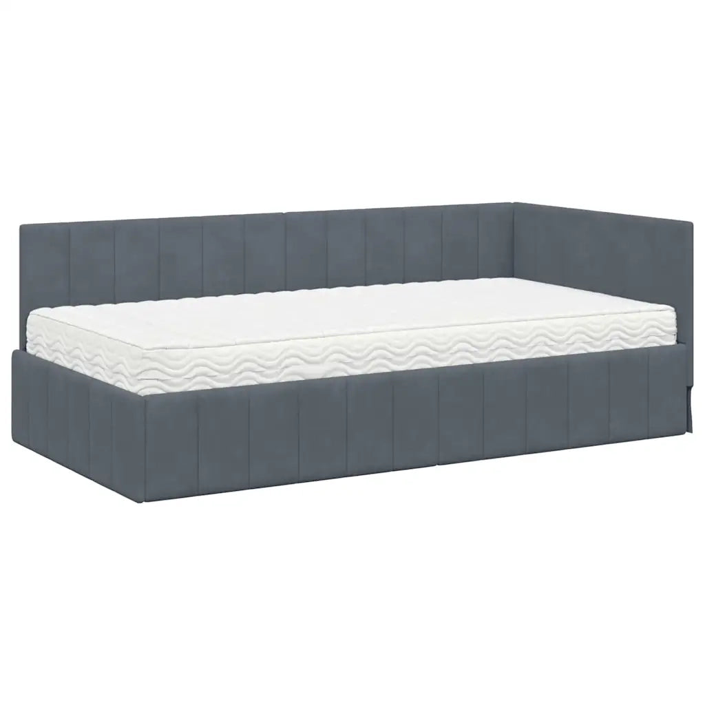 Struttura Letto Angolare con Materasso 2 pcs Grigio Velluto