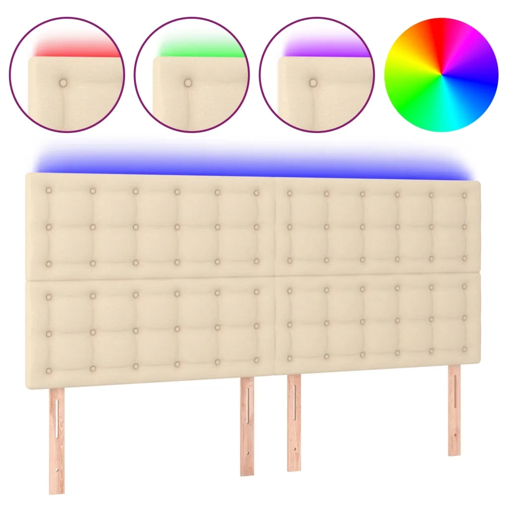 Testiera a LED-Testata con LED Crema 180x5x118/128 cm in Tessuto 990599