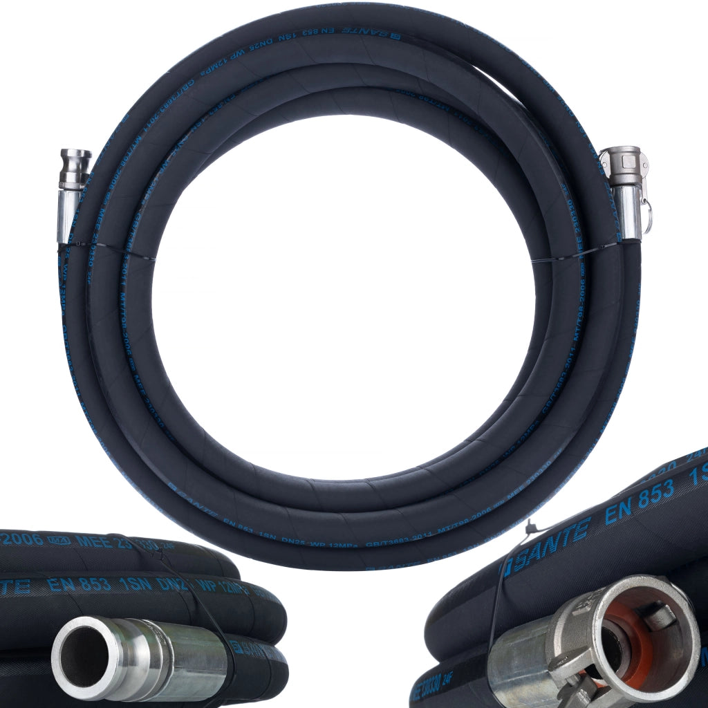 Tubo per Intonacatrice DN25 10M – Alta Resistenza, Pressione Max 40 Bar | Camlock Idraulico | Uso per Intonaci Macchine
