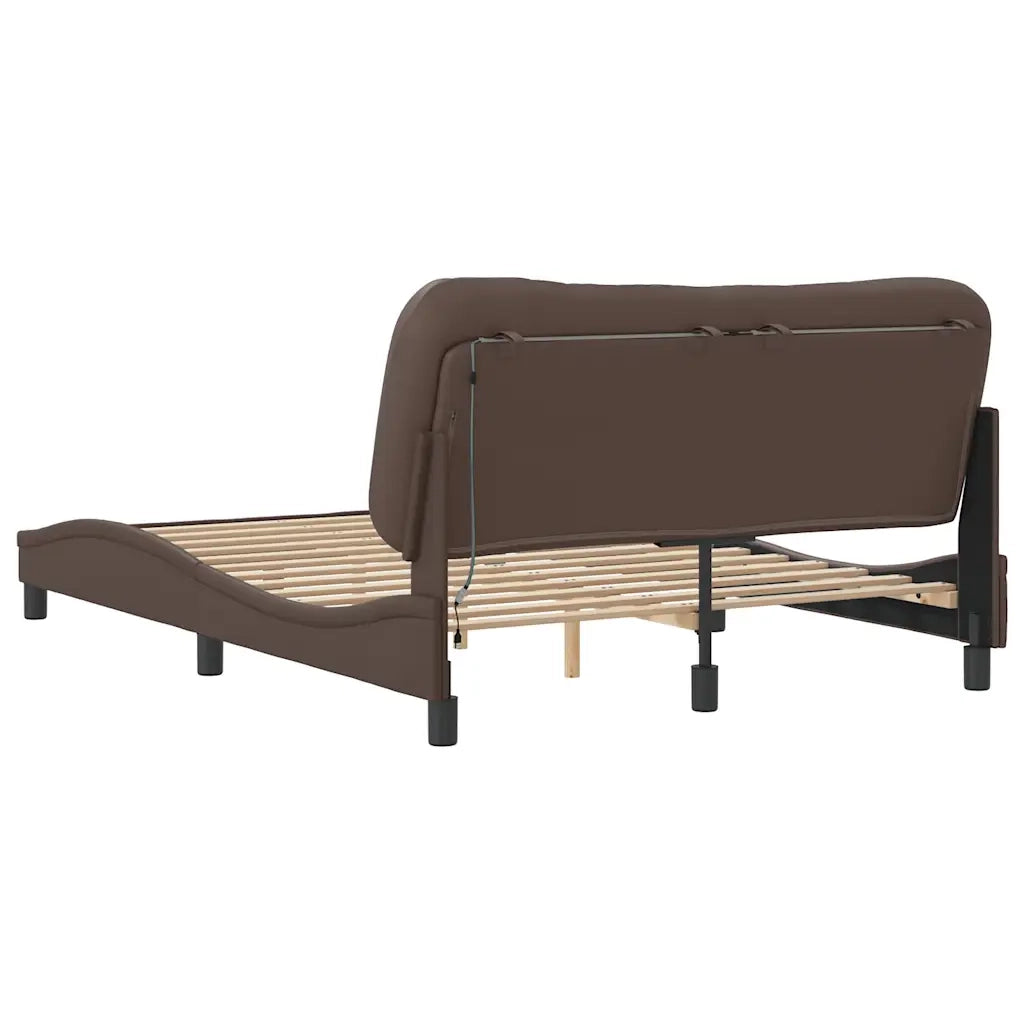 Giroletto con LED senza Materasso-Struttura Letto Hvar Marrone 140x190 cm
