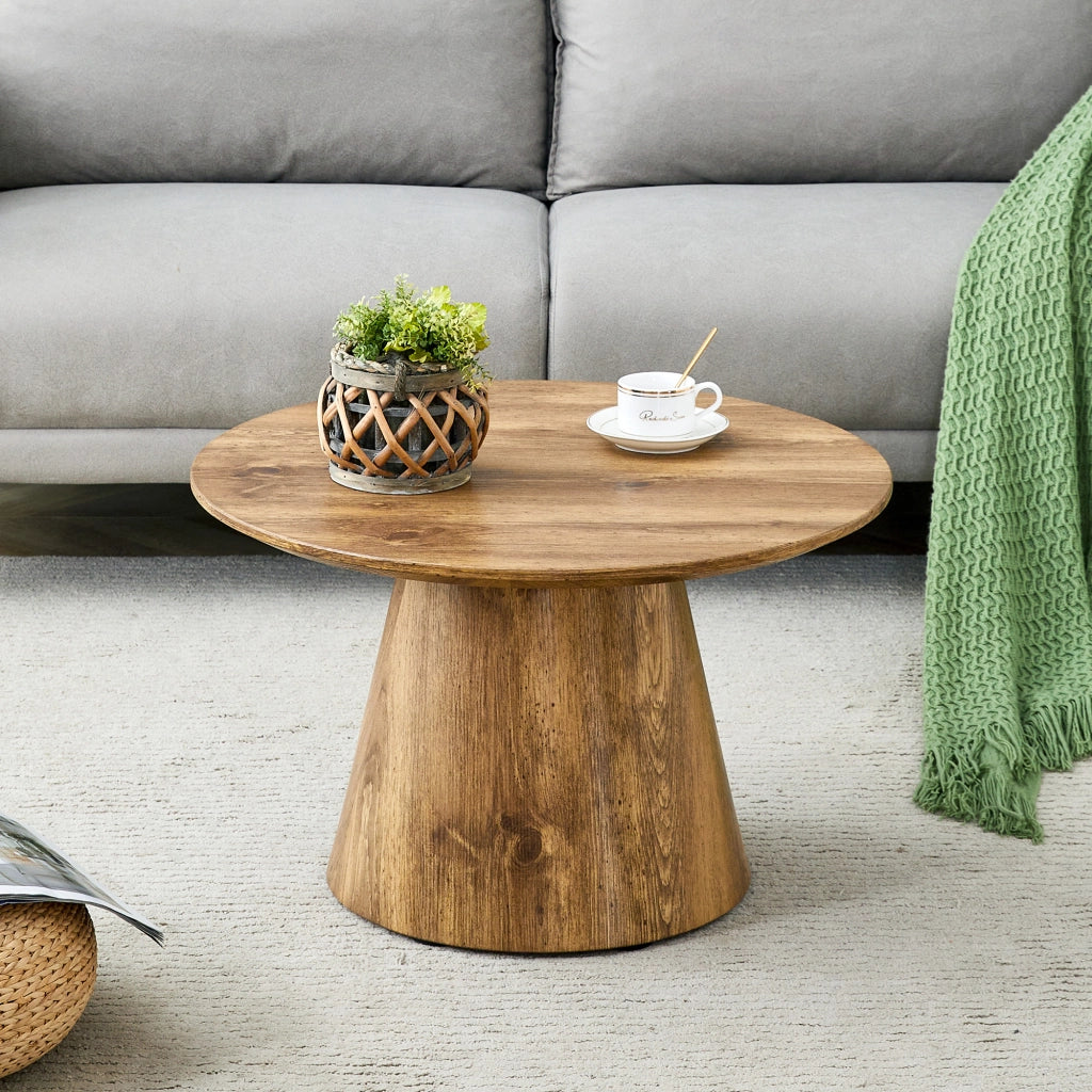 Tavolino rotondo in MDF effetto legno naturale ¨C 60 cm di diametro, 35 cm di altezza. Con rivestimento in laminato effetto legno di alta qualit¨¤ ¨C ide