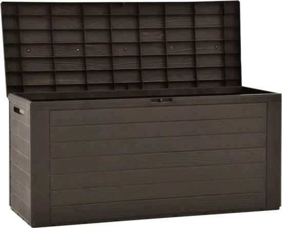 Cassa di stoccaggio per giardino XL - Box di stoccaggio - Imbottita - Con coperchio - Marrone - Per dentro e fuori - 280L - 117CM