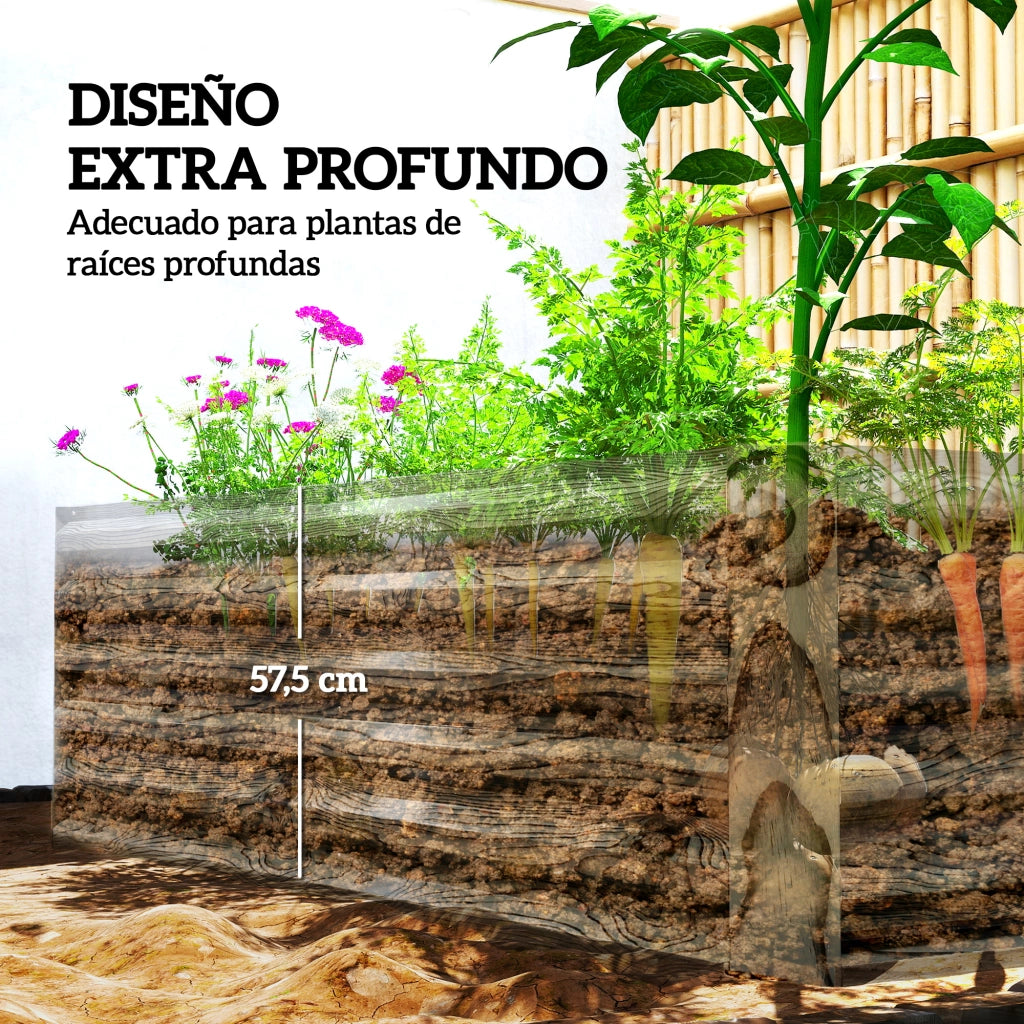 Fioriera Grande Rettangolare per Esterno in Acero Galvanizzato ¨C zephmum ¨C 180x90x57.5 cm Natural