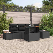 Set Divano da Giardino con archiviazione 6 pcs Nero Poly Rattan 3358797