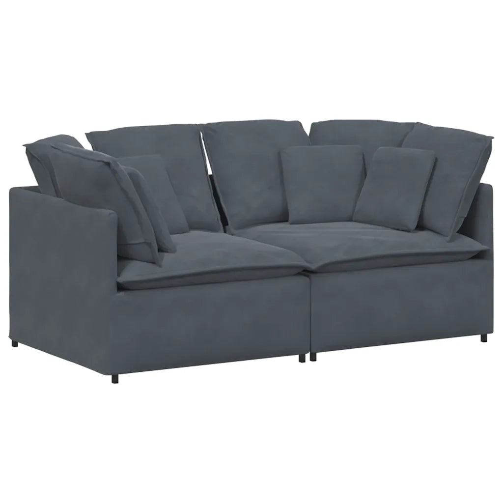 Divano Modulare con Cuscini in Velluto Grigio Scuro 3321250
