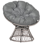 Poltrona Papasan in rattan grigio con cuscino girevole 360¡ã ¨C Xylo ¨C 87x97x86 cm