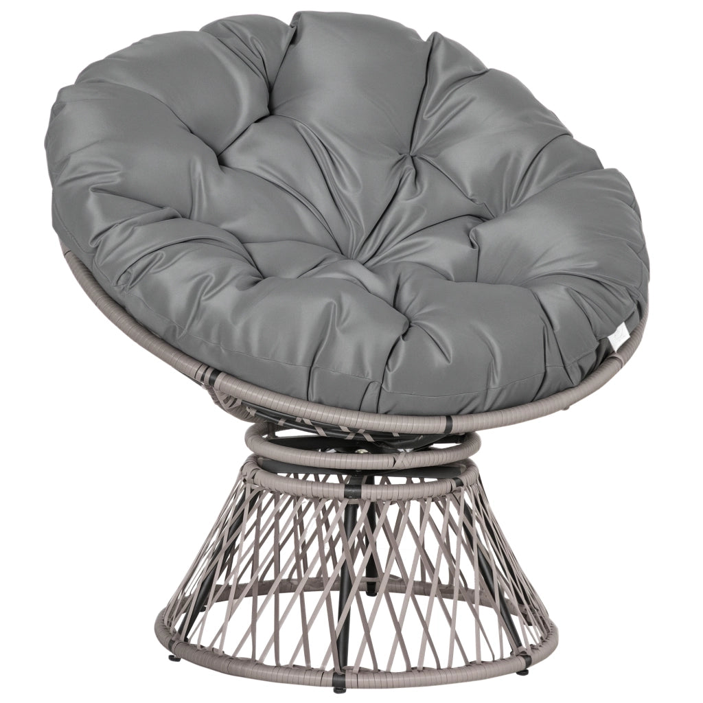 Poltrona Papasan in rattan grigio con cuscino girevole 360¡ã ¨C Xylo ¨C 87x97x86 cm