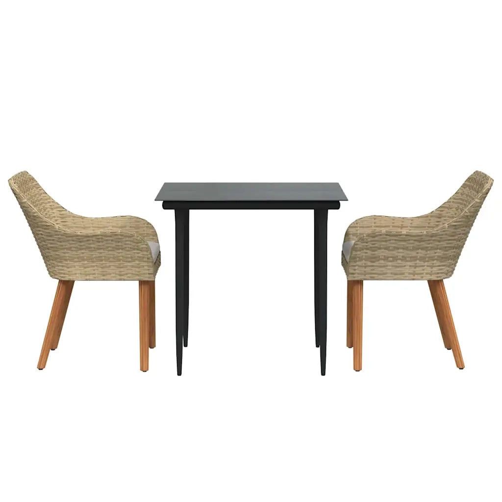 Set da Pranzo per Giardino con cuscino 3 pcs Beige polyrattan 3261691