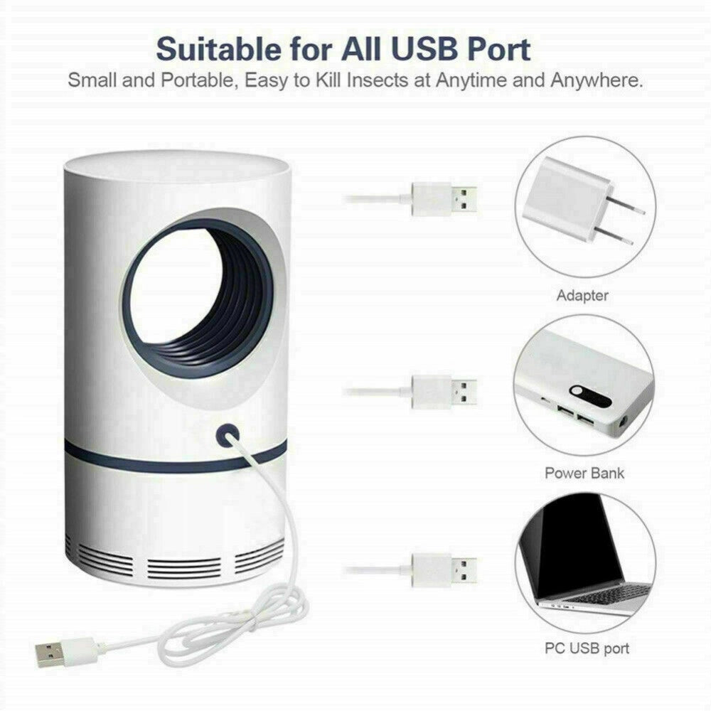 Trade Shop - Lampada Anti Zanzare Insetti Mosche Zanzariera Elettrica Usb Led Aspiratore Fan -
