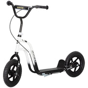 Monopattino per Bambini ¨C zephmum ¨C Bianco, Ruote Grandi, Manubrio Regolabile, Parcheggio e Freno a Mano, 5-12 Anni