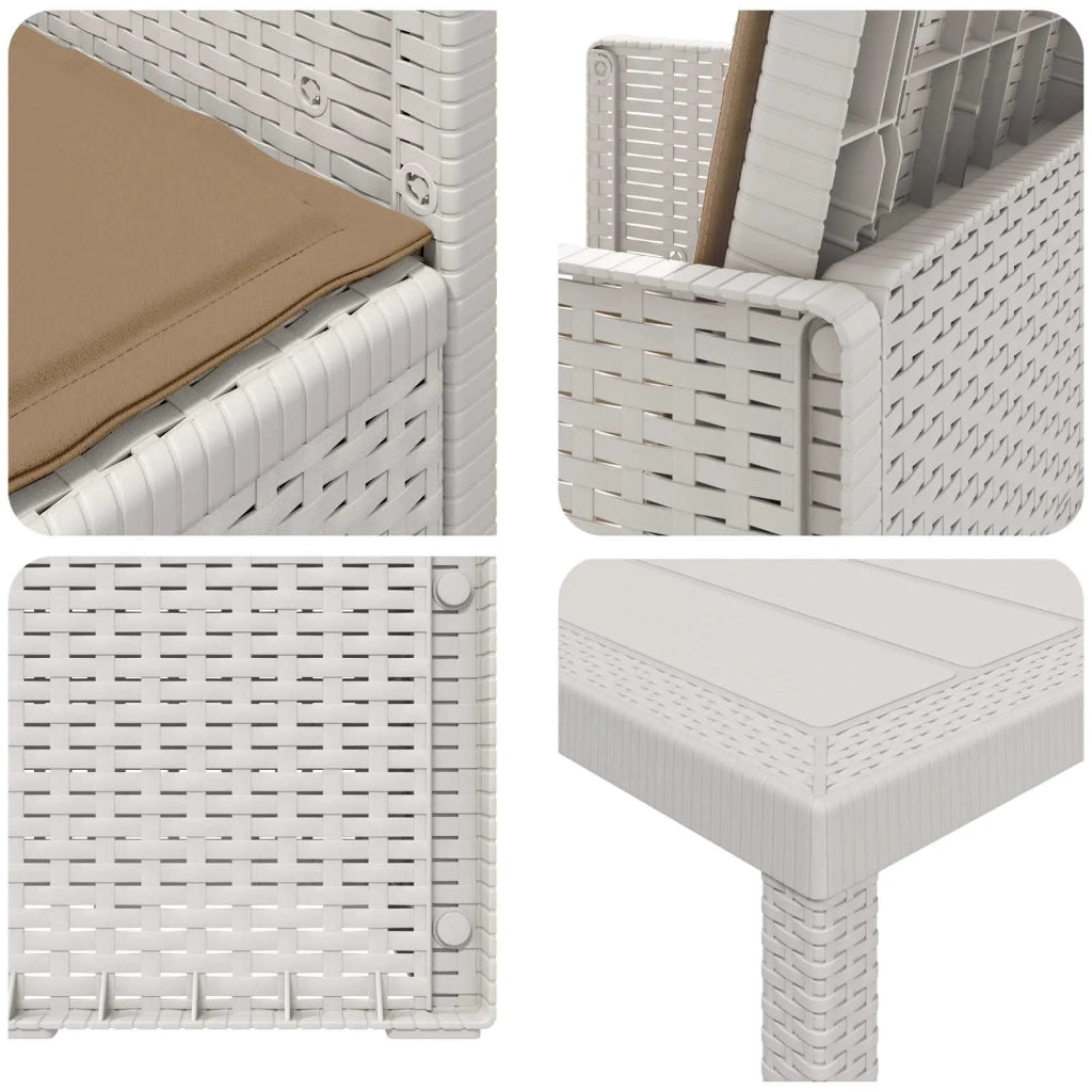 Set da Pranzo per Giardino 9 pcs Bianco e Tortora PP 3430097