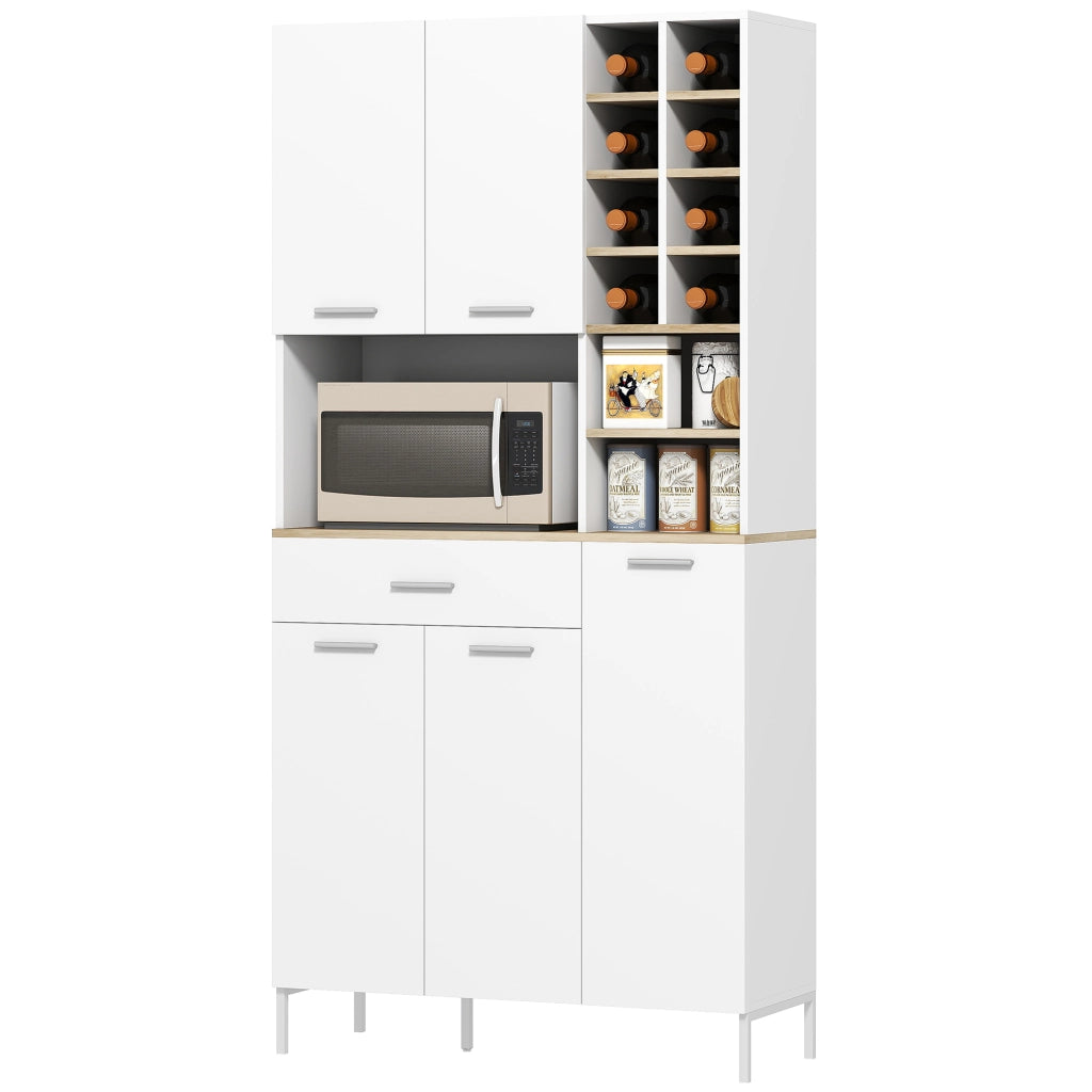 Armadio da Cucina con Ripiani Aperti, Fagottiera, Porte ¨C Minimal ¨C MDF Bianco 80x200x40
