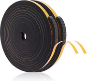 Tappo di sigillatura per finestre 12 mm x 6 mm - 10 metri - Isolamento acustico - Gomma schiuma - 2 rotoli da 5 m