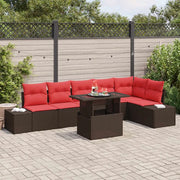 Set Divano da Giardino 7 pcs Marrone e Rosso polyrattan 3349200