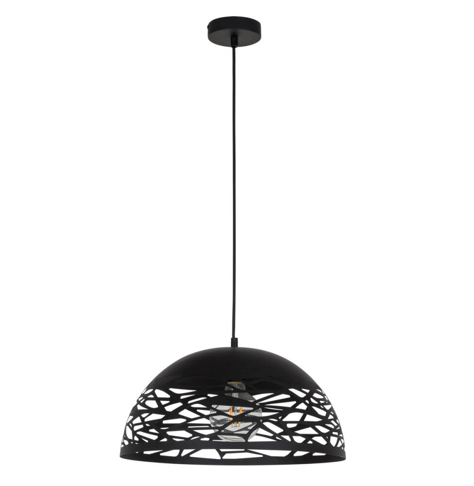 Lampada a sospensione nera traforata E27 Italux Armand