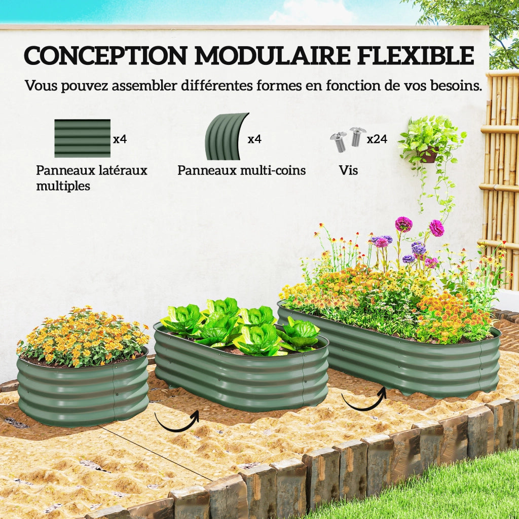 Fioriera rialzata modulare giardino ¨C Xylo ¨C acciaio verde 150x62x30 cm