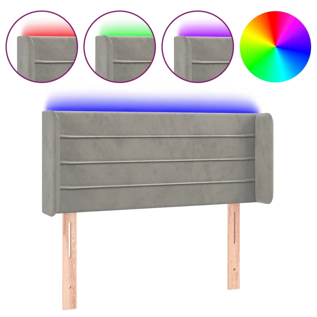 Testiera Grigio Chiaro a LED 103x16x78/88 cm in Velluto 3123418