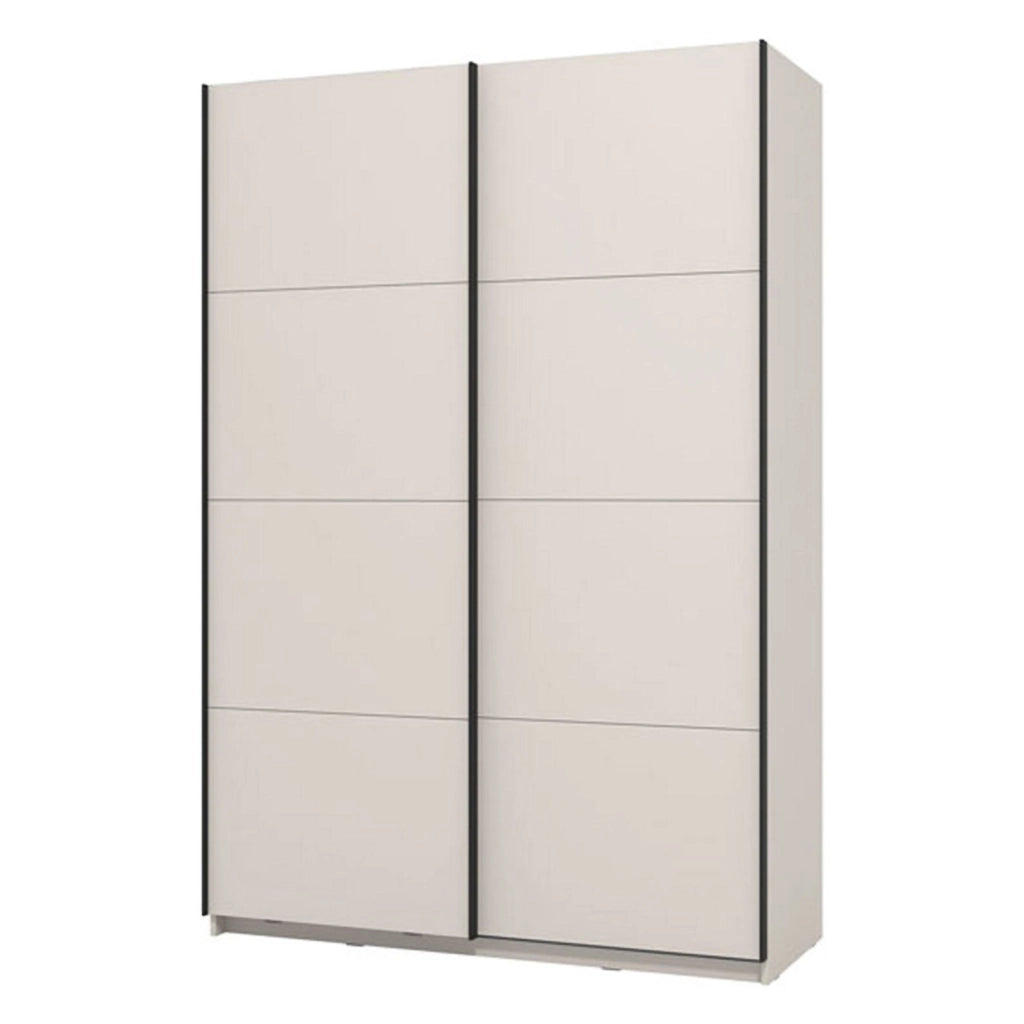 Armadio Camera da Letto Tredozio, Guardaroba Grande Appendiabiti, 145.5x217.5h cm Bianco Crema