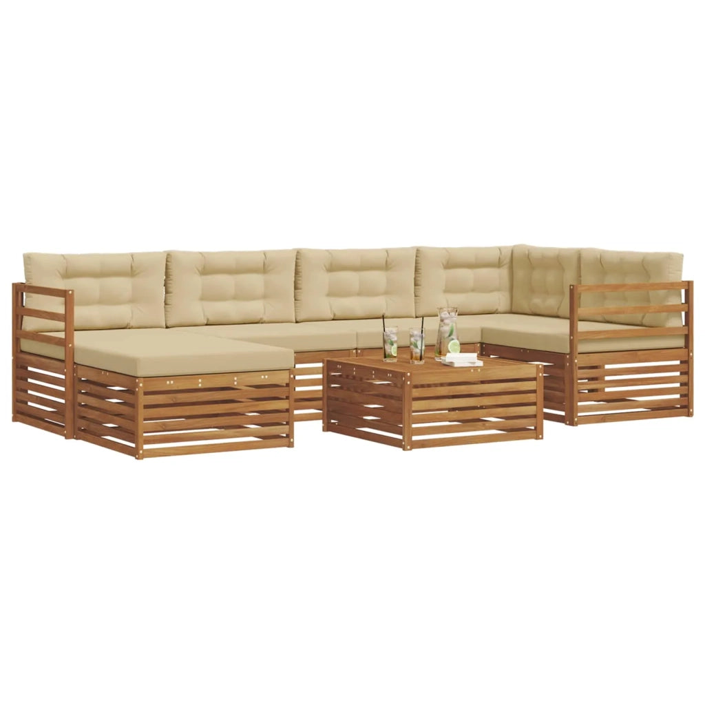 Set di divani da esterno con cuscino 7 pcs Naturale e Beige 3373763
