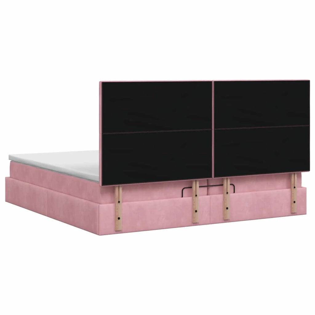 Letto ottomano con materasso Rosa 200 x 200 cm Velluto 3457676