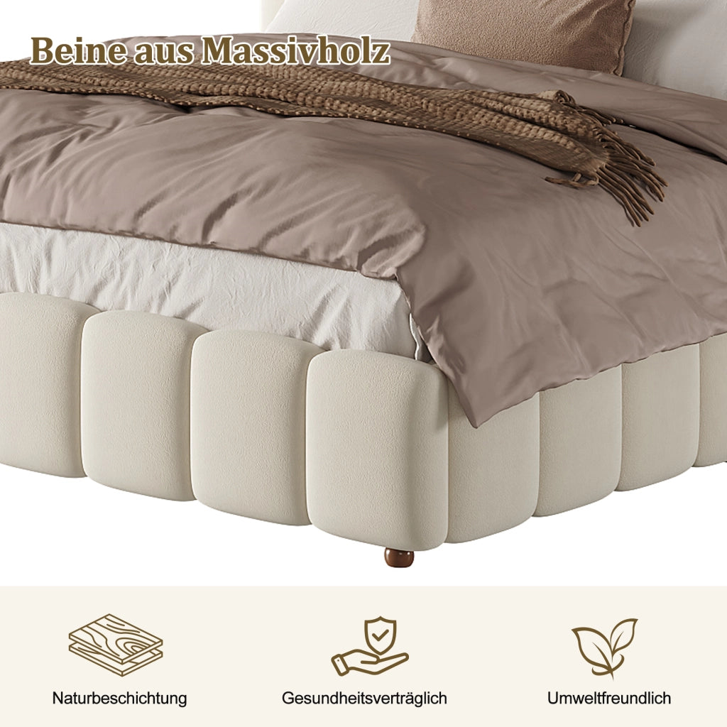 letto imbottito velluto beige 180 x 200 cm