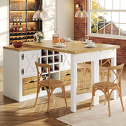 Tavolo da pranzo allungabile con sideboard, piano girevole a 360°, MDF, bianco