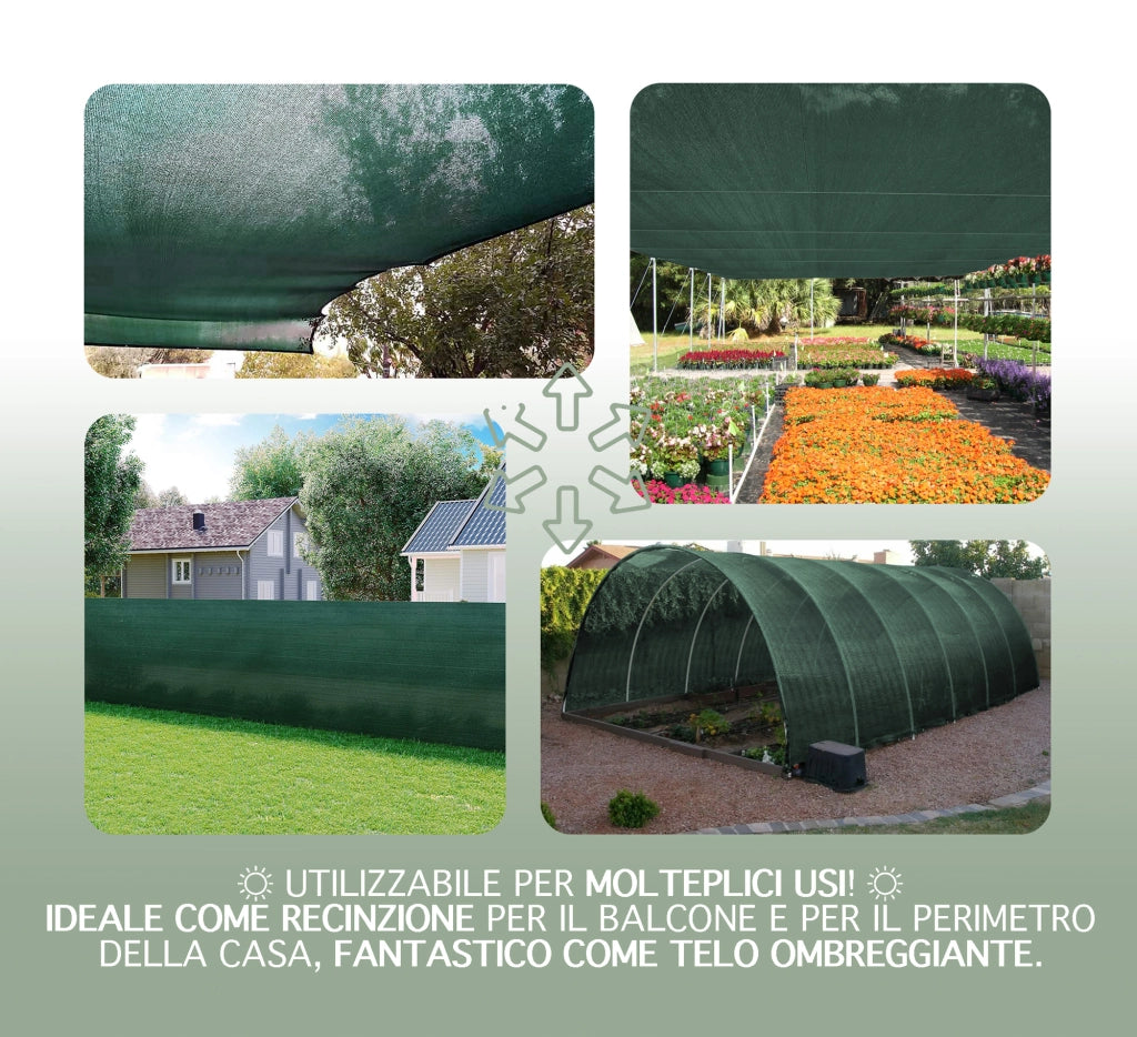 Rete Ombreggiante Metri Frangivista Telo Privacy Frangivento Verde Recinzione Frangisole Copertura Estero Ombra Terrazzi Giardini Verde - 1X30 MT