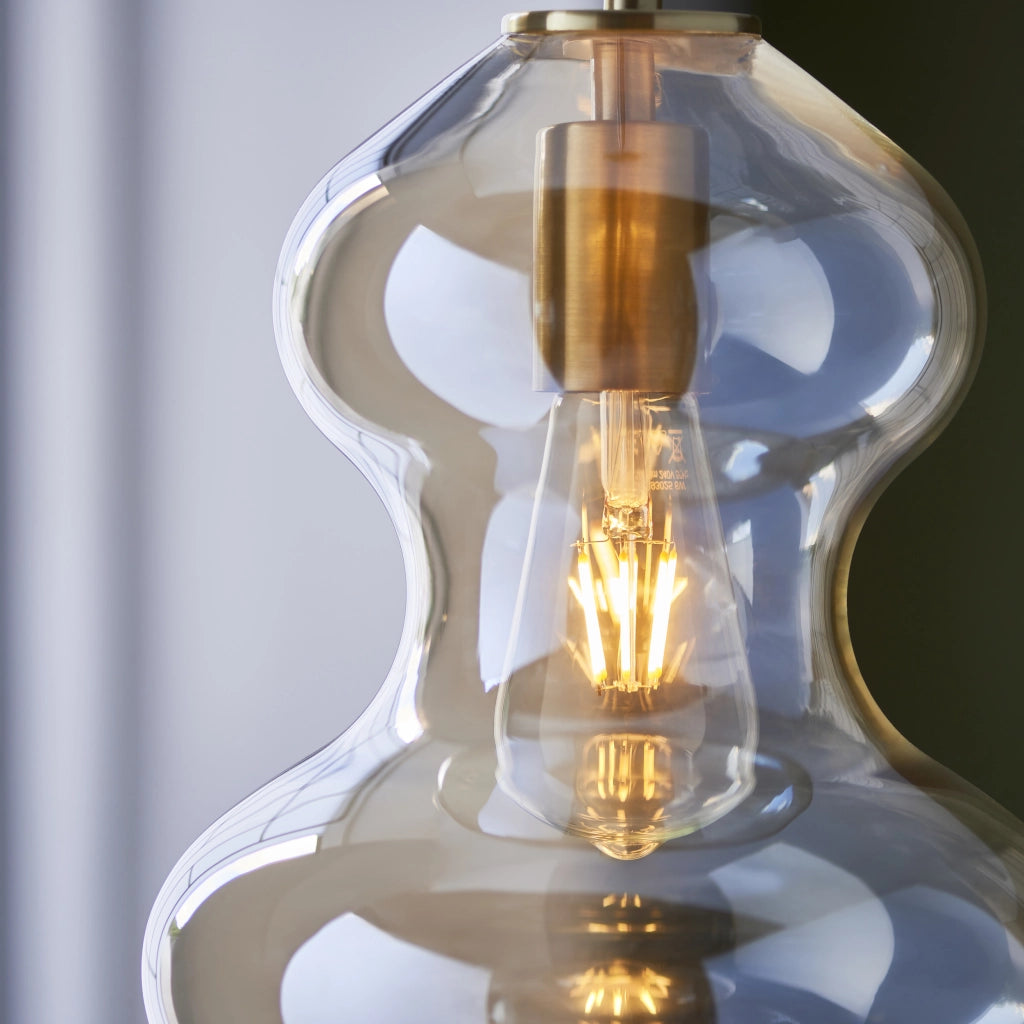Lampada a sospensione vetro champagne ottone E27 Endon