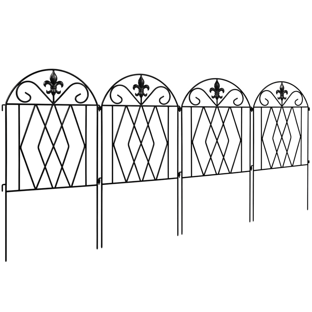 Set 4 recinzioni giardino metalliche ¨C Minimal ¨C nero 125x56 cm