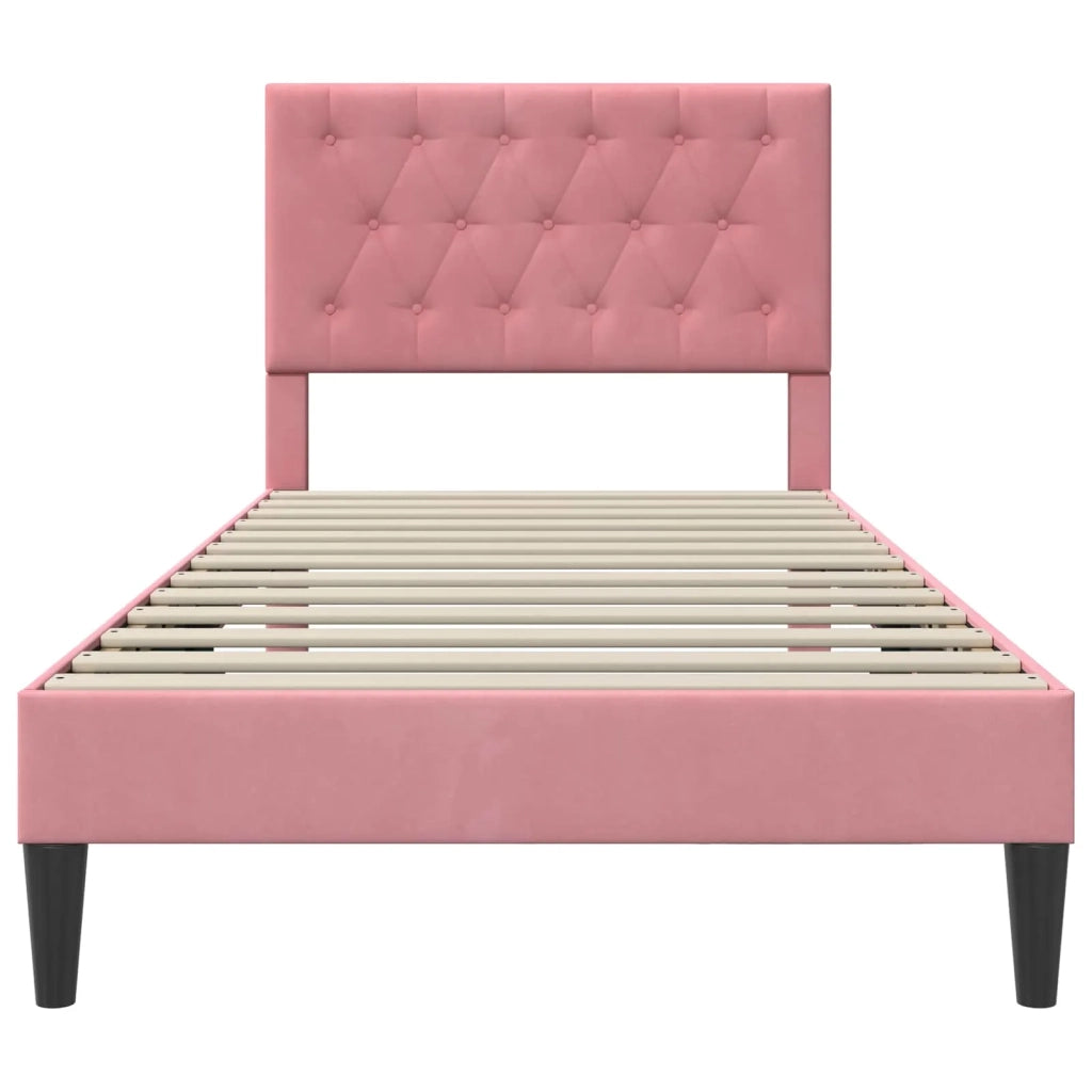 Struttura del letto con testiera-Giroletto Rosa 100 x 200 cm Velluto 958788