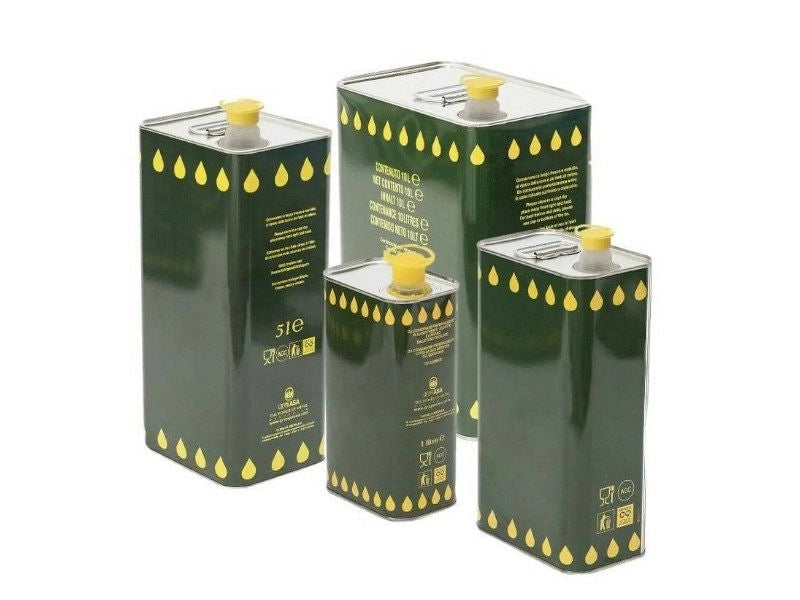 Contenitore per olio in banda stagnata con tappo ermetico e maniglia - 10 Lt