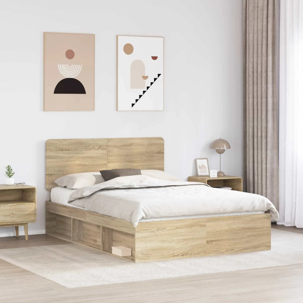 Struttura del letto Rovere Sonoma 150 x 200 cm Pino massello 3412472