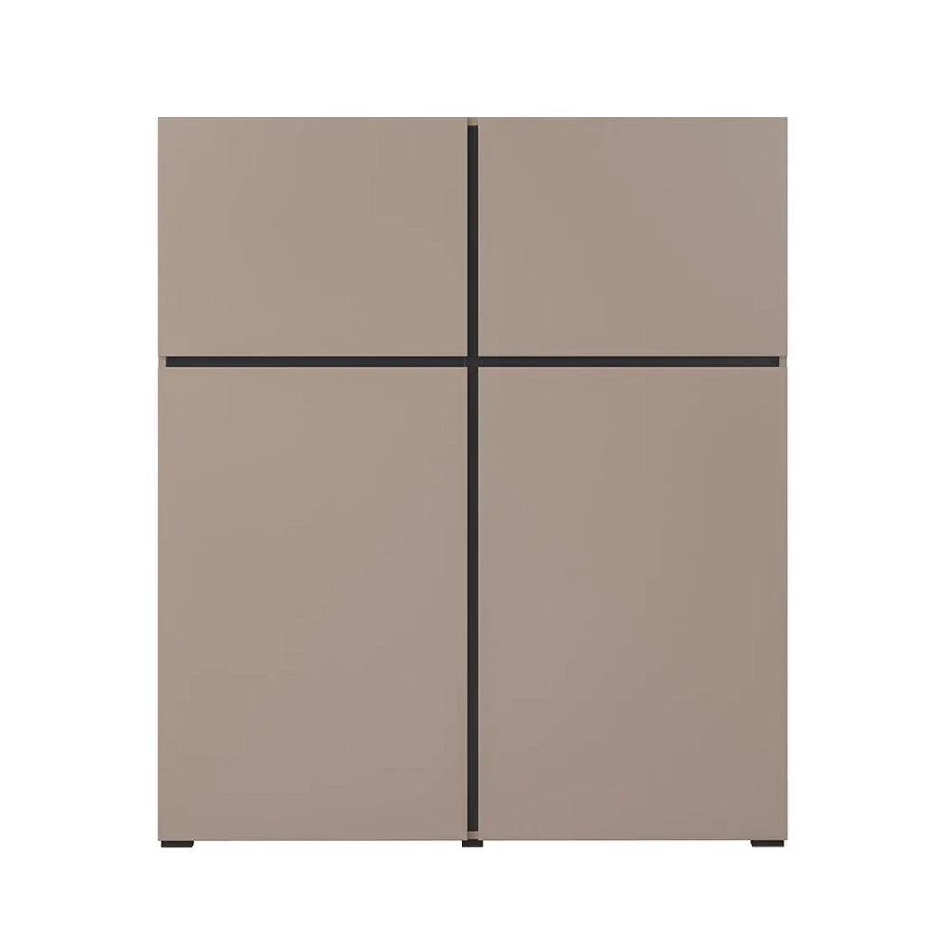 Buffet alto color beige e nero L120xH140xP40 collezione HAVANA. Credenza alta di design con 4 porte.