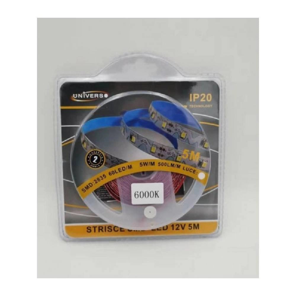 Trade Shop - Striscia Flessibile Strip Led Modellabile 5mt Smd 2835 Vari Toni Luce 2835-12v-s - -bianco Freddo      -