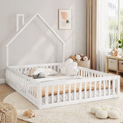 DESMIU Letto per Bambini 140 × 190 cm 2 Posti con Sponde di Sicurezza, Senza Materasso, in Pino e MDF, Bianco