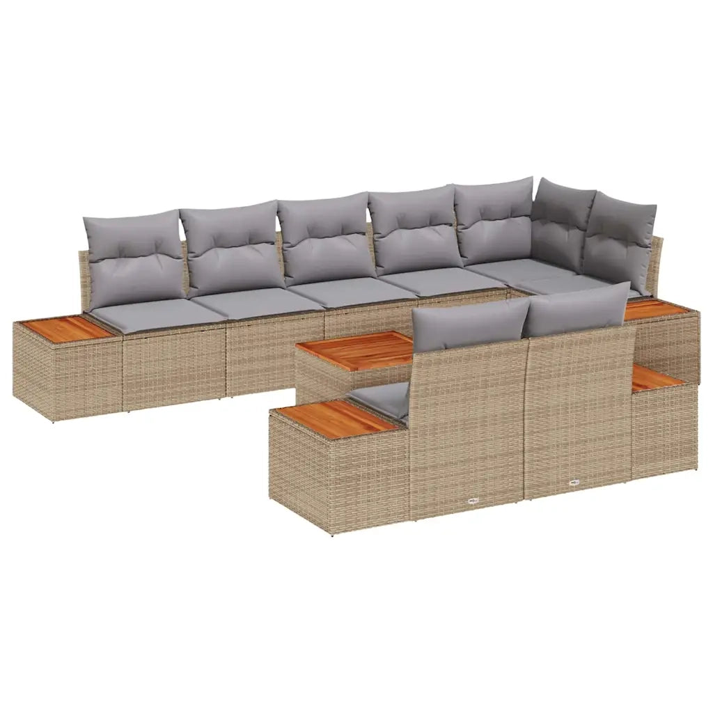 Set Divano da Giardino 8 pcs Beige e Grigio Chiaro Polyrattan 3356785